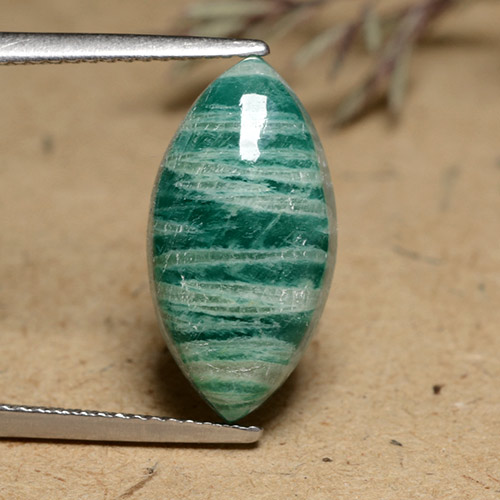 6,23 ct marquise schliff Amazonit aus Madagaskar, Größe: 17,7 x 9,2mm, Reinheit: Opaque, Garantiert echter Edelstein, 1 Stück Amazonit in Kühles Grün Farbe, Mohs-Härte von 6 - 6,5, Photo A