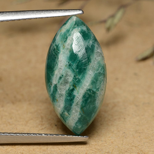 Medium-Dark Green Amazonite Gem - 5.9ct Marquise Cabochon (ID: 491257)
