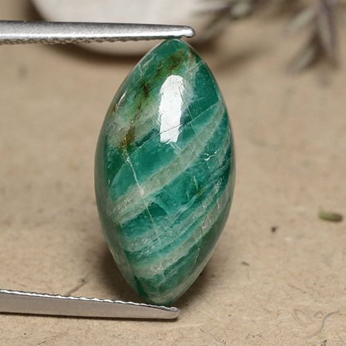7.42 ct Green Amazonite, 19.1 x 10 mm Marquise Cut From Madagascar, Photo A