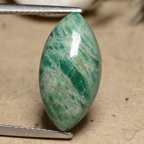 7.9 ct Green Amazonite, 18 x 9.1 mm Marquise Cut From Madagascar, Photo A