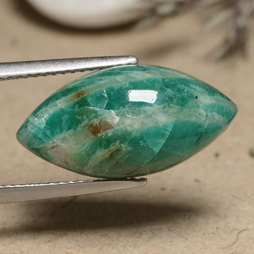 8.23 ct Green Amazonite Stone, Natural Amazonite in Marquise Cabochon Shape for Sale