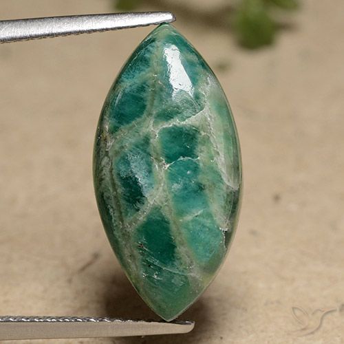 9.01 ct Green Amazonite, 20.1 x 10.2 mm Marquise Cut From Madagascar, Photo A
