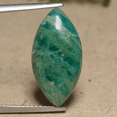 6.6 ct Green Amazonite, 19.8 x 10.1 mm Marquise Cut From Madagascar, Photo A