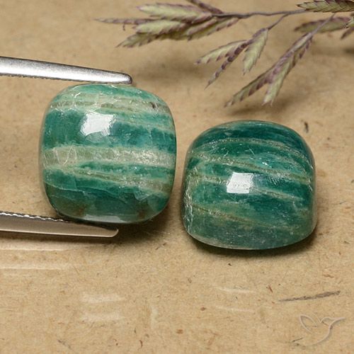 11.3 ct Green Amazonite, 10.4 x 10.2 mm Cushion Cut From Madagascar, Photo A