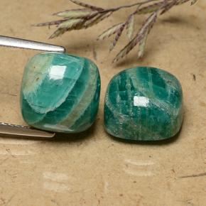 11.28 ctw Green Amazonite Gemstones, Amazonite Gems in Cushion Cabochon Shape for Sale.