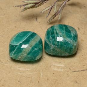 11.28 ctw Green Amazonite Stones, Natural Amazonite in Cushion Cabochon Shape for Sale