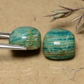 Amazonite Gemstones in 10 x 10 mm (calibrated) Size for Sale, Amazonite Stones in Pine Green Color