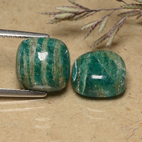 9.92 ct Green Amazonite, 10.2 x 10.2 mm Cushion Cut From Madagascar, Photo A