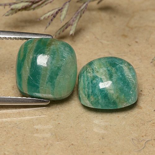 9.63 ct Green Amazonite, 10.3 x 10.2 mm Cushion Cut From Madagascar, Photo A