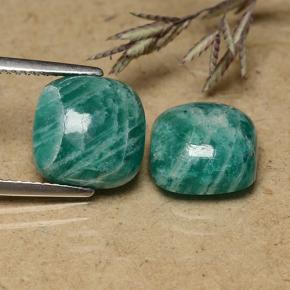 8.92 ctw Green Amazonite Gemstones, Amazonite Gems in Cushion Cabochon Shape for Sale.