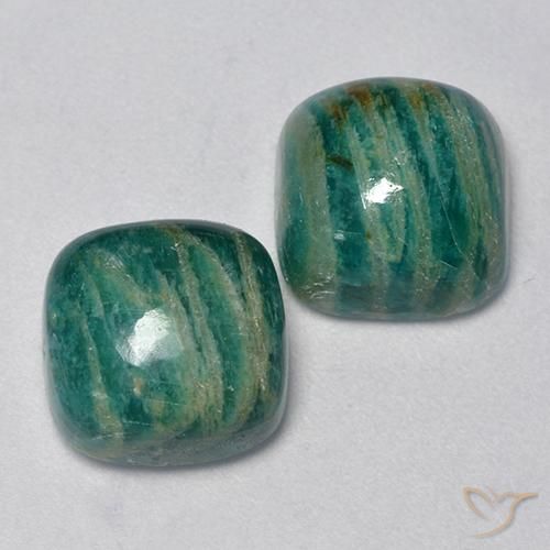 10.89 ctw Green Amazonite Stones, Natural Amazonite in Cushion Cabochon Shape for Sale
