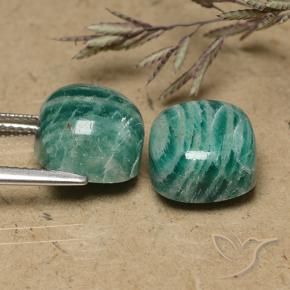 Amazonite Gemstones in 10 x 10 mm (calibrated) Size for Sale, Amazonite Stones in Medium-Dark Green Color