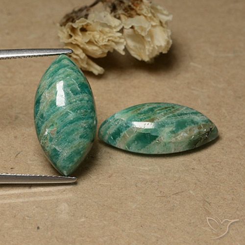 17.21 ct Green Amazonite, 19.9 x 10.3 mm Marquise Cut From Madagascar, Photo A
