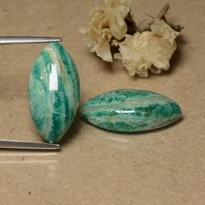 Cool Green Amazonit Edelstein - 6.6ct Marquise Cabochon (ID: 491595)