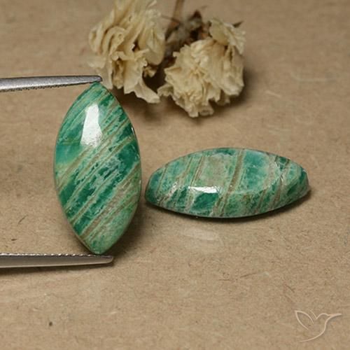 13.5 ct Green Amazonite, 19.5 x 10.1 mm Marquise Cut From Madagascar, Photo A