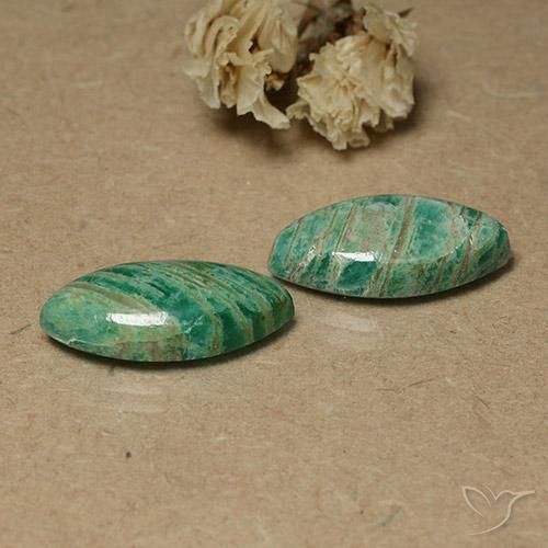 13.50 ctw Green Amazonite Stones, Natural Amazonite in Marquise Cabochon Shape for Sale