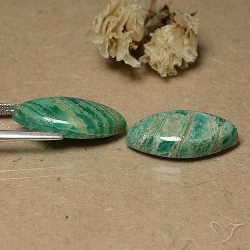 Amazonite Gemstones in 19.5 x 10.1 mm Size for Sale, Amazonite Stones in Pine Green Color