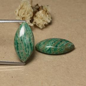 Medium Green Amazonite Gem - 7ct Marquise Cabochon (ID: 491597)