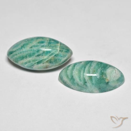 15.86 ctw Green Amazonite Stones, Natural Amazonite in Marquise Cabochon Shape for Sale