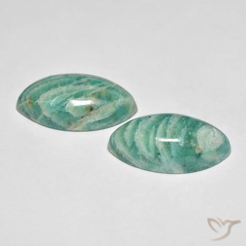 Amazonite Gemstones in 19.3 x 9.8 mm Size for Sale, Amazonite Stones in Medium Green Color