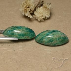 Amazonite Gemstones in 19.9 x 10.2 mm Size for Sale, Amazonite Stones in Medium-Dark Green Color