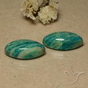 17.97 ctw Green Amazonite Stones, Natural Amazonite in Marquise Cabochon Shape for Sale
