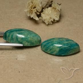 Amazonite Gemstones in 19.9 x 10.1 mm Size for Sale, Amazonite Stones in Medium-Dark Green Color