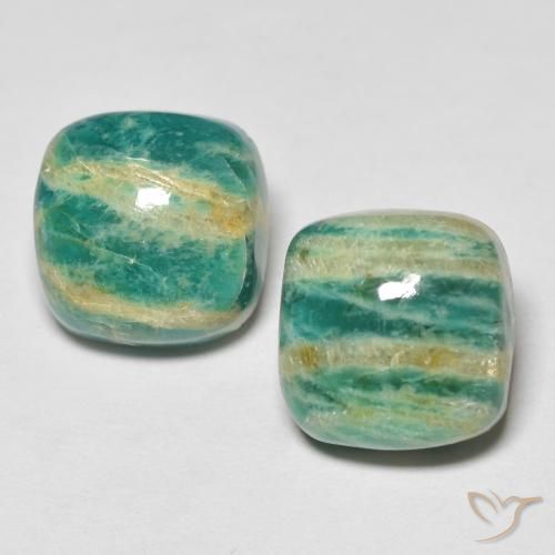 10.84 ct Green Amazonite, 10.3 x 10.2 mm Cushion Cut From Madagascar, Photo A