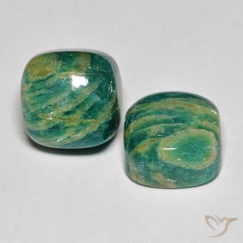 12.6 ct Green Amazonite, 10.3 x 10.2 mm Cushion Cut From Madagascar, Photo A