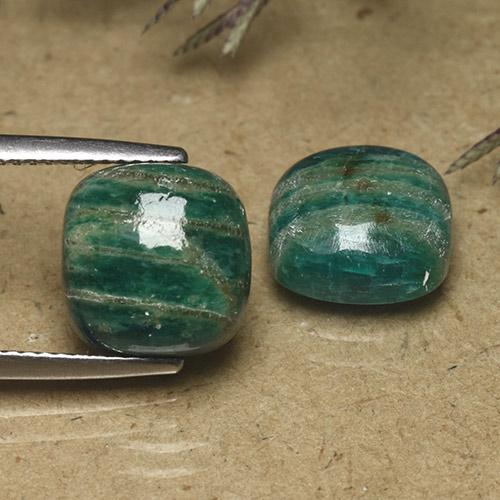 Medium-Dark Green Amazonite Gem - 4.5ct Cushion Cabochon (ID: 491622)