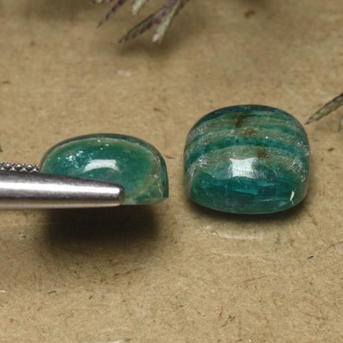 Amazonite Gemstones in 10 x 10 mm (calibrated) Size for Sale, Amazonite Stones in Medium-Dark Green Color