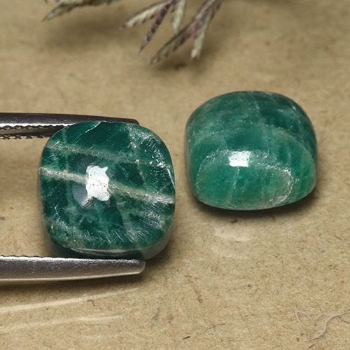 10.69 ct Green Amazonite, 10.3 x 10.3 mm Cushion Cut From Madagascar, Photo A