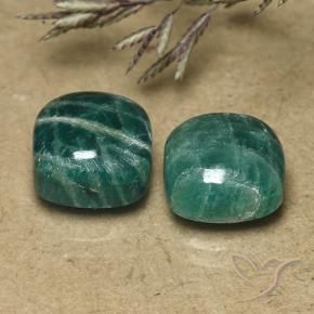 10.69 ctw Green Amazonite Stones, Natural Amazonite in Cushion Cabochon Shape for Sale