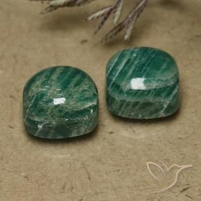 11.22 ctw Green Amazonite Stones, Natural Amazonite in Cushion Cabochon Shape for Sale