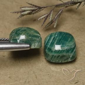 Amazonite Gemstones in 10 x 10 mm (calibrated) Size for Sale, Amazonite Stones in Medium-Dark Green Color