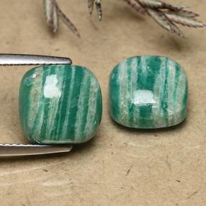 9.65 ctw Green Amazonite Gemstones, Amazonite Gems in Cushion Cabochon Shape for Sale.