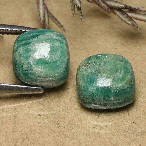 11.34 ct Green Amazonite, 10.3 x 10.3 mm Cushion Cut From Madagascar, Photo A