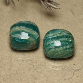 11.18 ctw Green Amazonite Stones, Natural Amazonite in Cushion Cabochon Shape for Sale