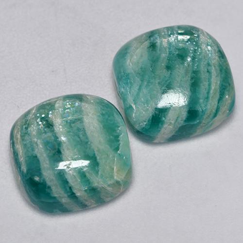8.72 ctw Green Amazonite Gemstones, Amazonite Gems in Cushion Cabochon Shape for Sale.