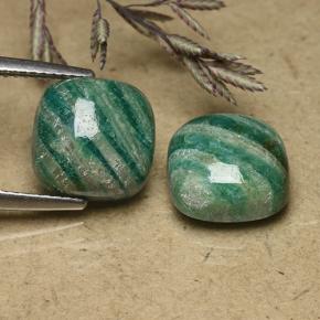 9.30 ctw Green Amazonite Gemstones, Amazonite Gems in Cushion Cabochon Shape for Sale.