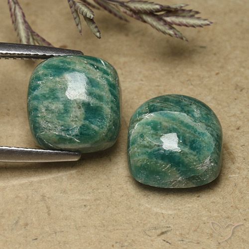 11.45 ct Green Amazonite, 10.4 x 10.4 mm Cushion Cut From Madagascar, Photo A