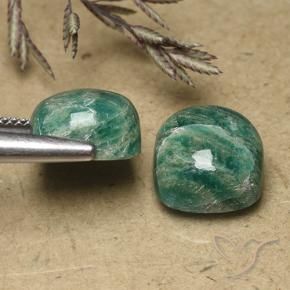 Amazonite Gemstones in 10 x 10 mm (calibrated) Size for Sale, Amazonite Stones in Pine Green Color