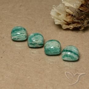 Amazonite Gemstones in 7 x 7 mm (calibrated) Size for Sale, Amazonite Stones in Medium Green Color