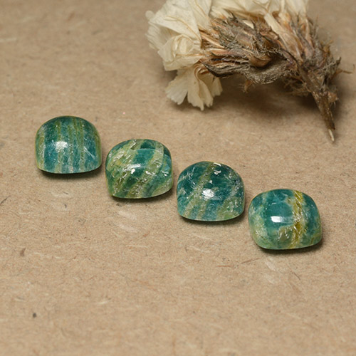 Deep Green Amazonite Gem - 2ct Cushion Cabochon (ID: 491670)