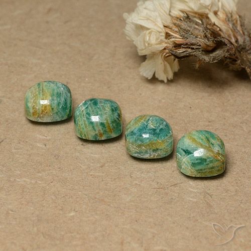 8.36 ct Green Amazonite, 7.4 x 7.3 mm Cushion Cut From Madagascar, Photo A