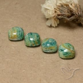 Amazonite Gemstones in 7.4 x 7.3 mm Size for Sale, Amazonite Stones in Cool Pine Green Color