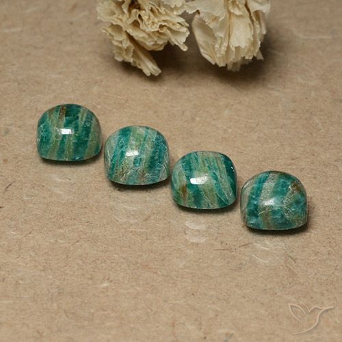 7.88 ct Green Amazonite, 7.3 x 7.1 mm Cushion Cut From Madagascar, Photo A