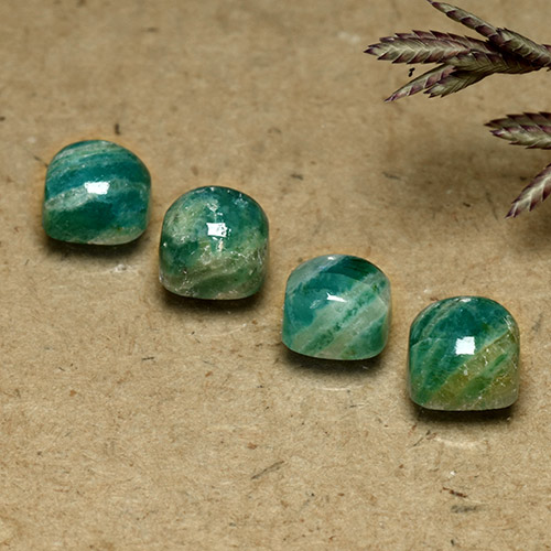 Deep Green Amazonite Gem - 0.9ct Cushion Cabochon (ID: 491693)