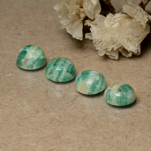 Verde pino Amazonita Gema - 0.9ct Cabujón Redondo (ID: 491715)
