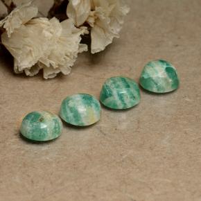 3.44 ctw Green Amazonite Stones, Natural Amazonite in Round Cabochon Shape for Sale